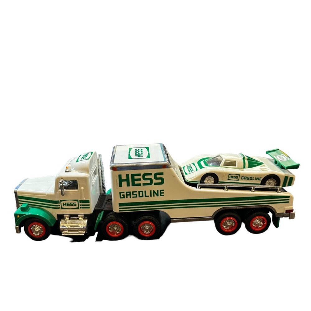 Hess Toy Truck 1991 Hauler Lights and Race Car Vehicle Realistic Play Vintage